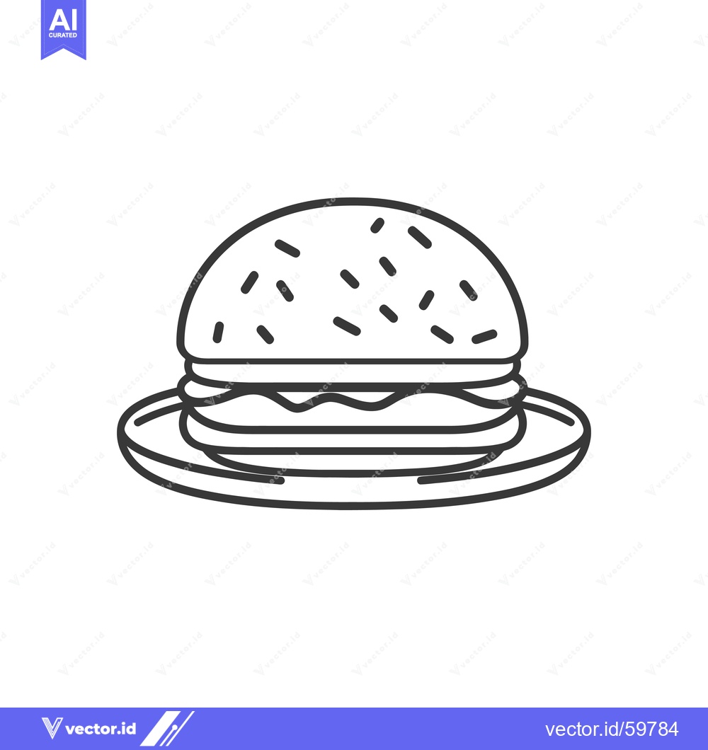 Premium Vector dari A Delicious Hamburger Served on a Plate