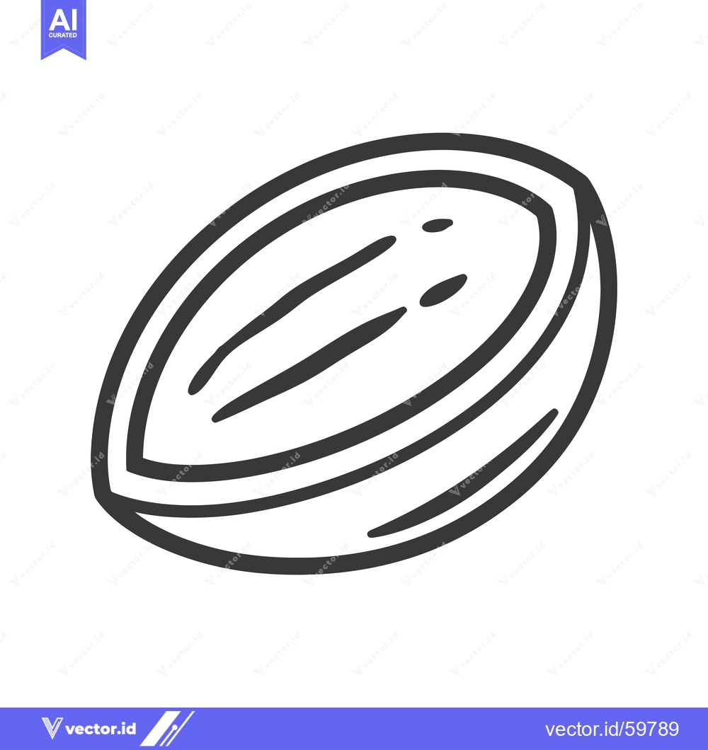 Premium Vector dari Line Drawing of a Single Coconut Half