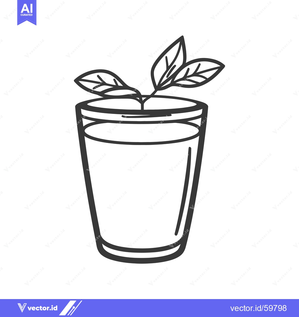 Premium Vector dari A Glass of Refreshing Beverage with Mint Leaves