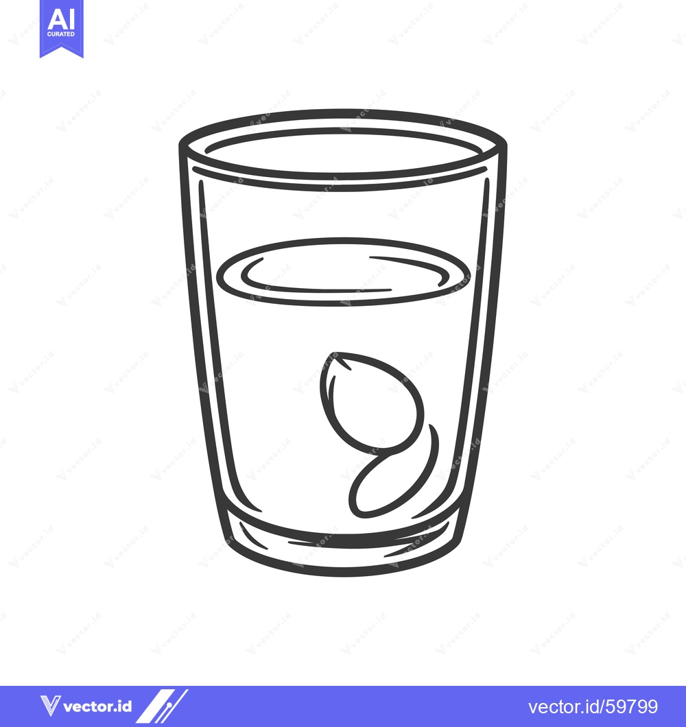 Premium Vector of A Glass of Water with Two Almonds Inside