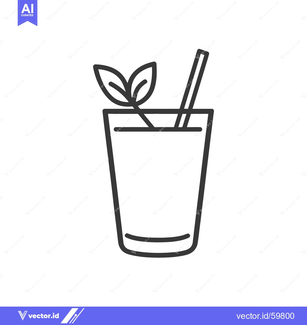 Premium Vector of A Glass of Refreshing Beverage With Mint Garnish