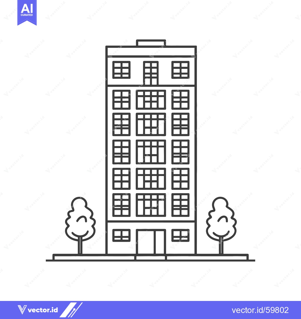 Premium Vector of Apartment Building Illustration With Trees