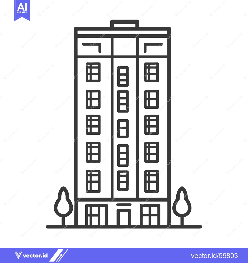Premium Vector dari Apartment Building Line Art Simple Design Illustration