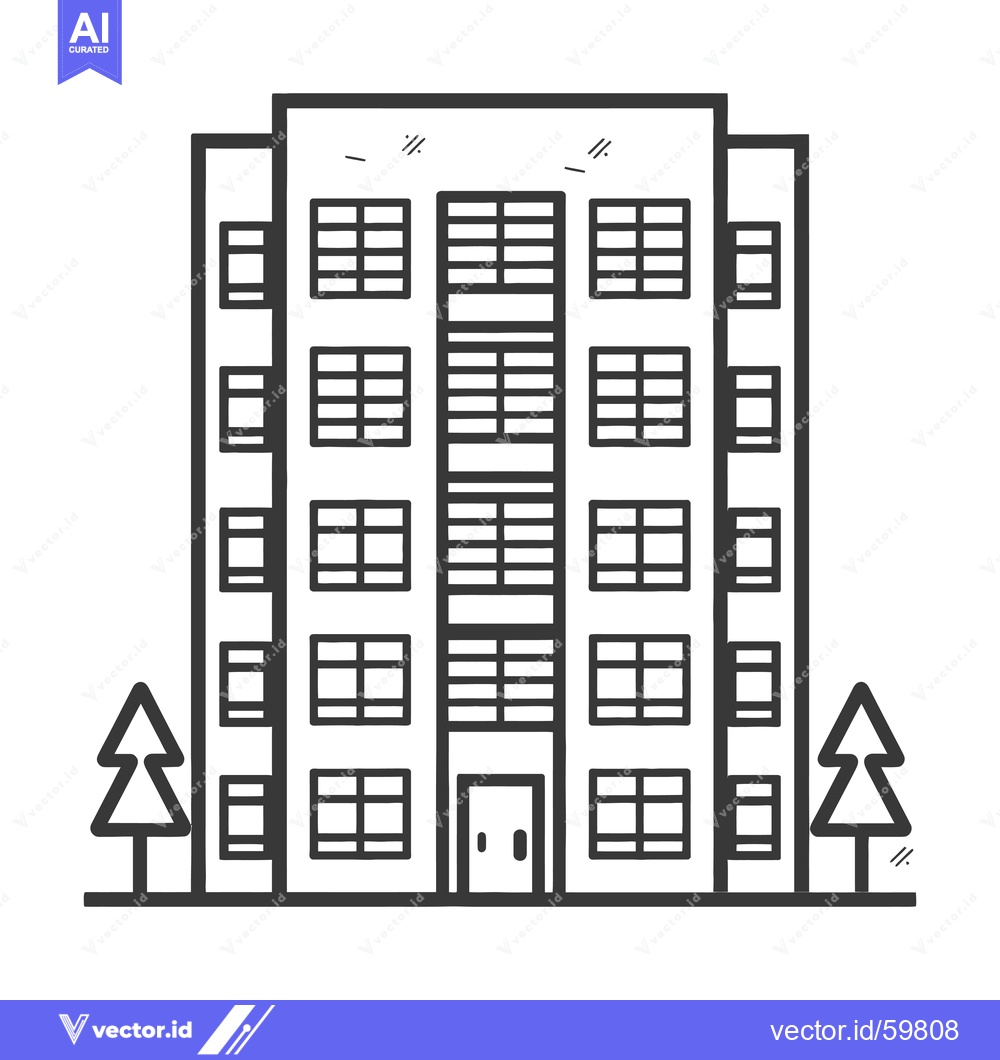 Premium Vector of Apartment Building Illustration With Trees