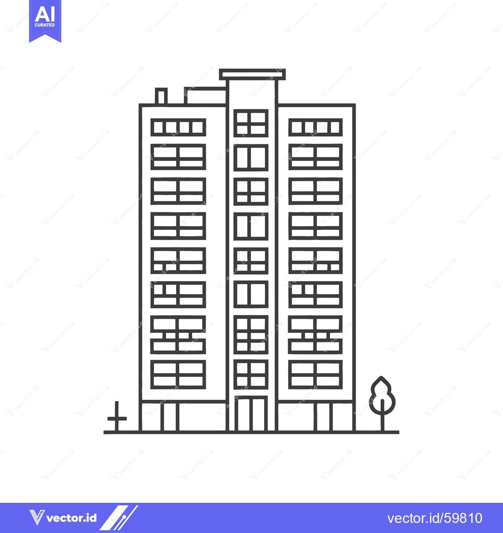 Premium Vector dari A Simple Line Drawing Of A Multi Story Apartment Building