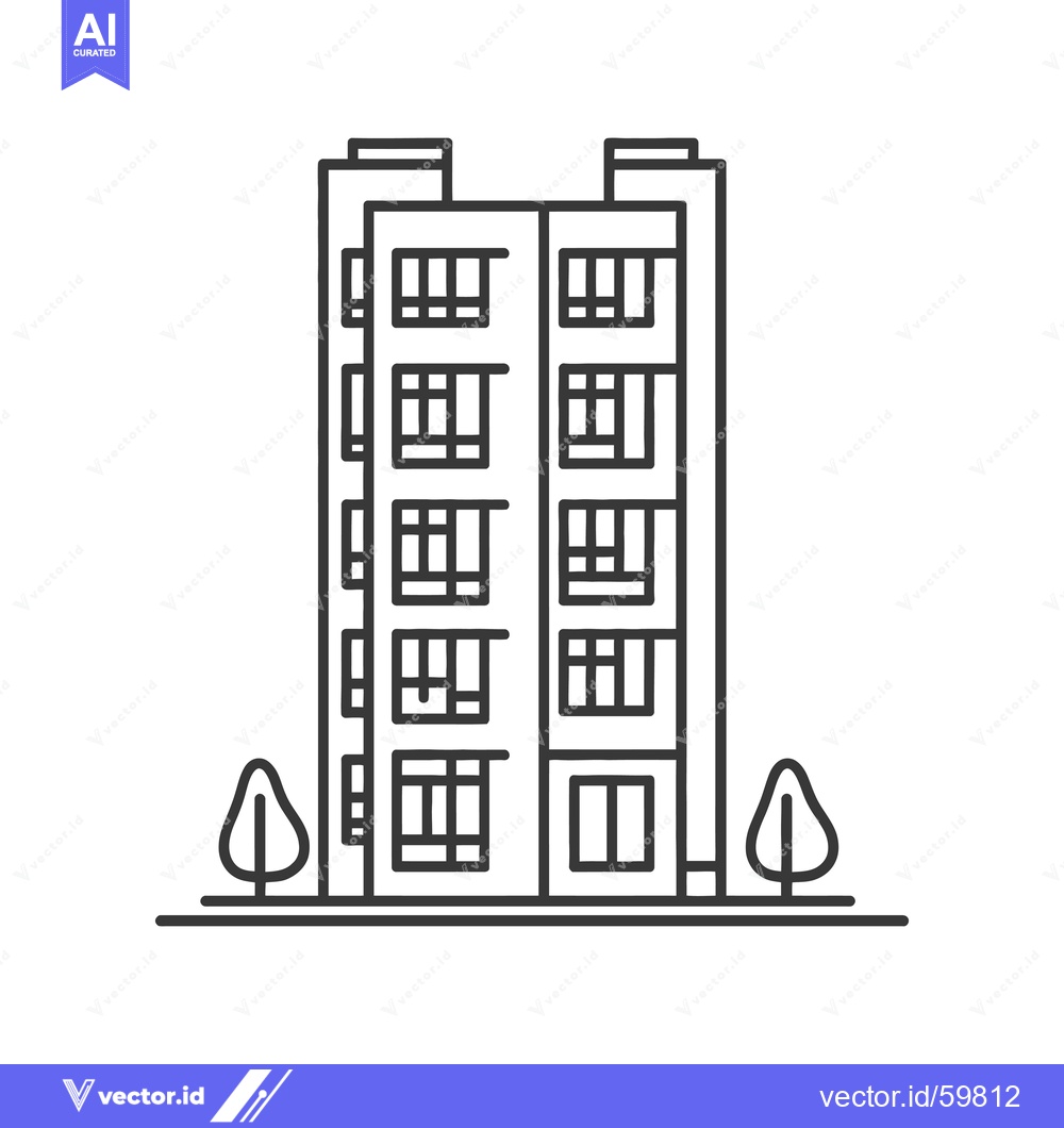 Premium Vector dari Apartment Building Line Art Illustration Design