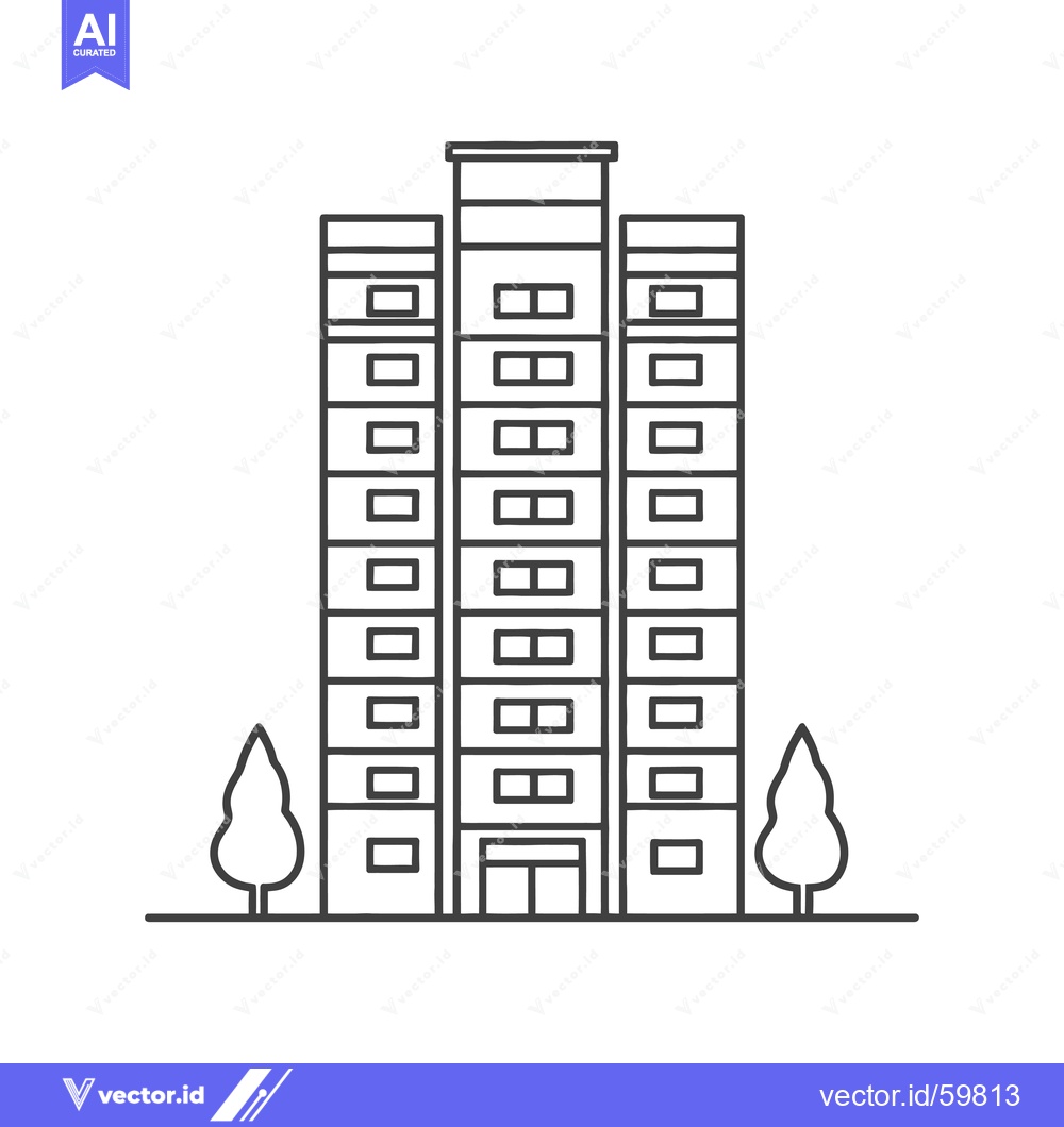 Premium Vector of Modern Apartment Building with Trees Landscape Design