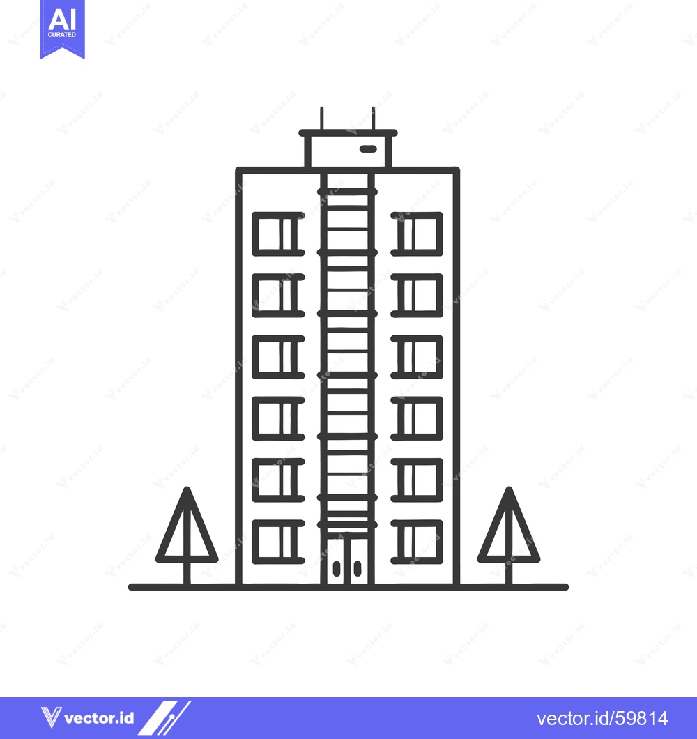 Premium Vector dari Apartment Building Illustration with Two Trees