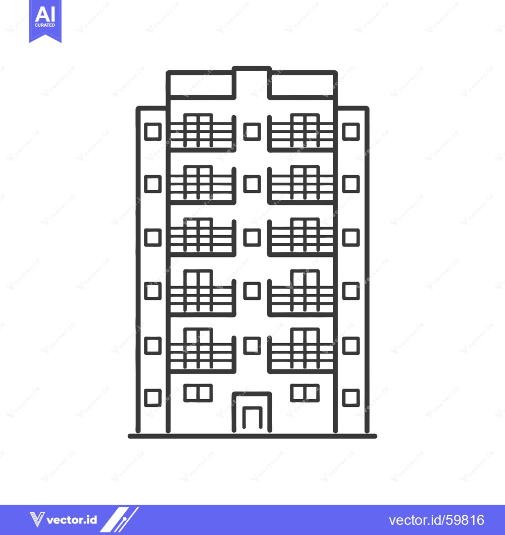 Premium Vector of Apartment Building Icon Line Art Design Illustration