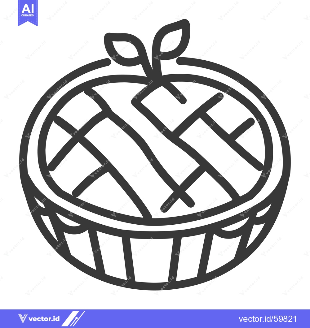 Premium Vector dari A Simple Line Drawing Of An Apple Pie