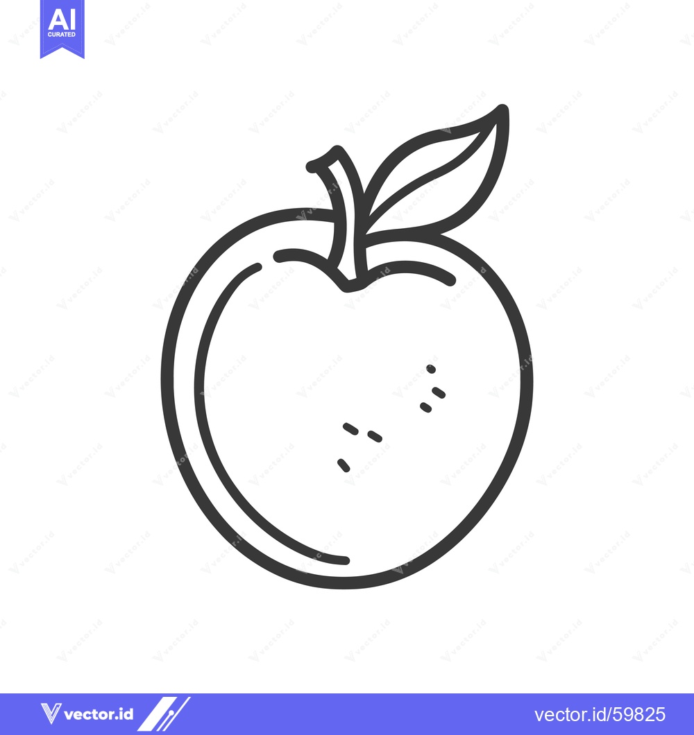 Premium Vector dari A simple line drawing of an apple with a leaf