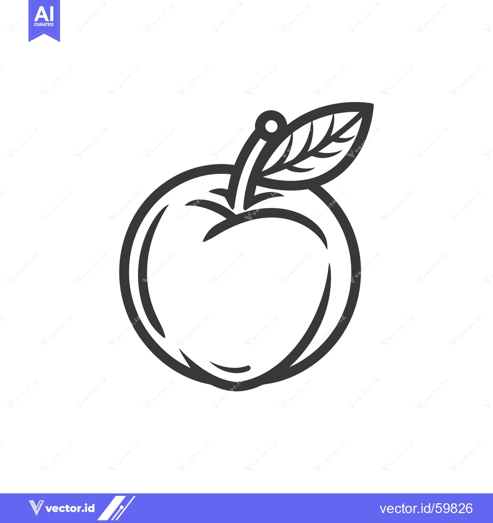 Premium Vector of A simple line drawing of an apple with a leaf