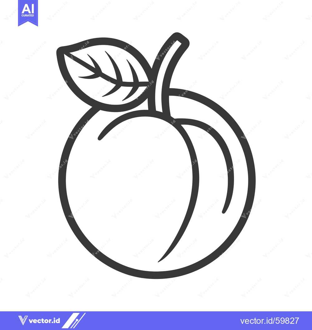 Premium Vector dari Line art drawing of a single peach with a leaf