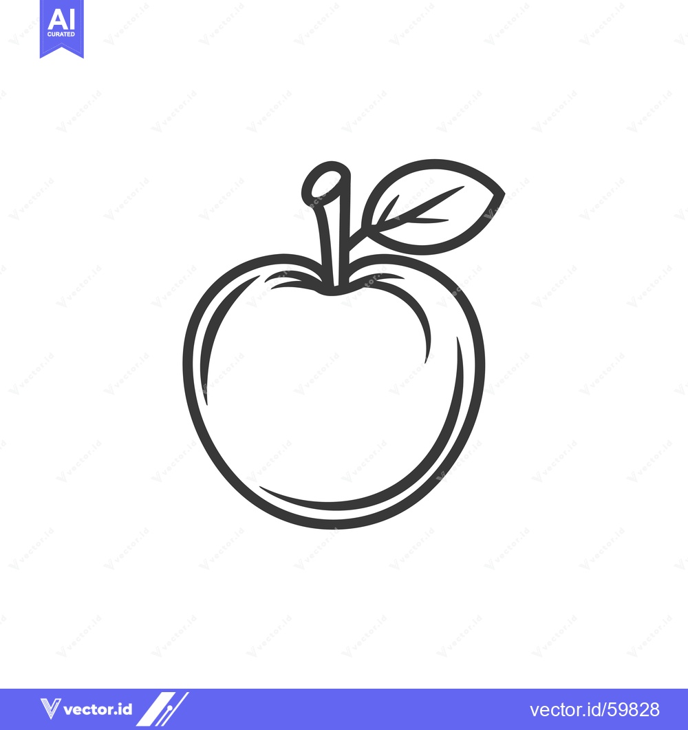 Premium Vector dari A Simple Line Drawing Of An Apple With A Leaf