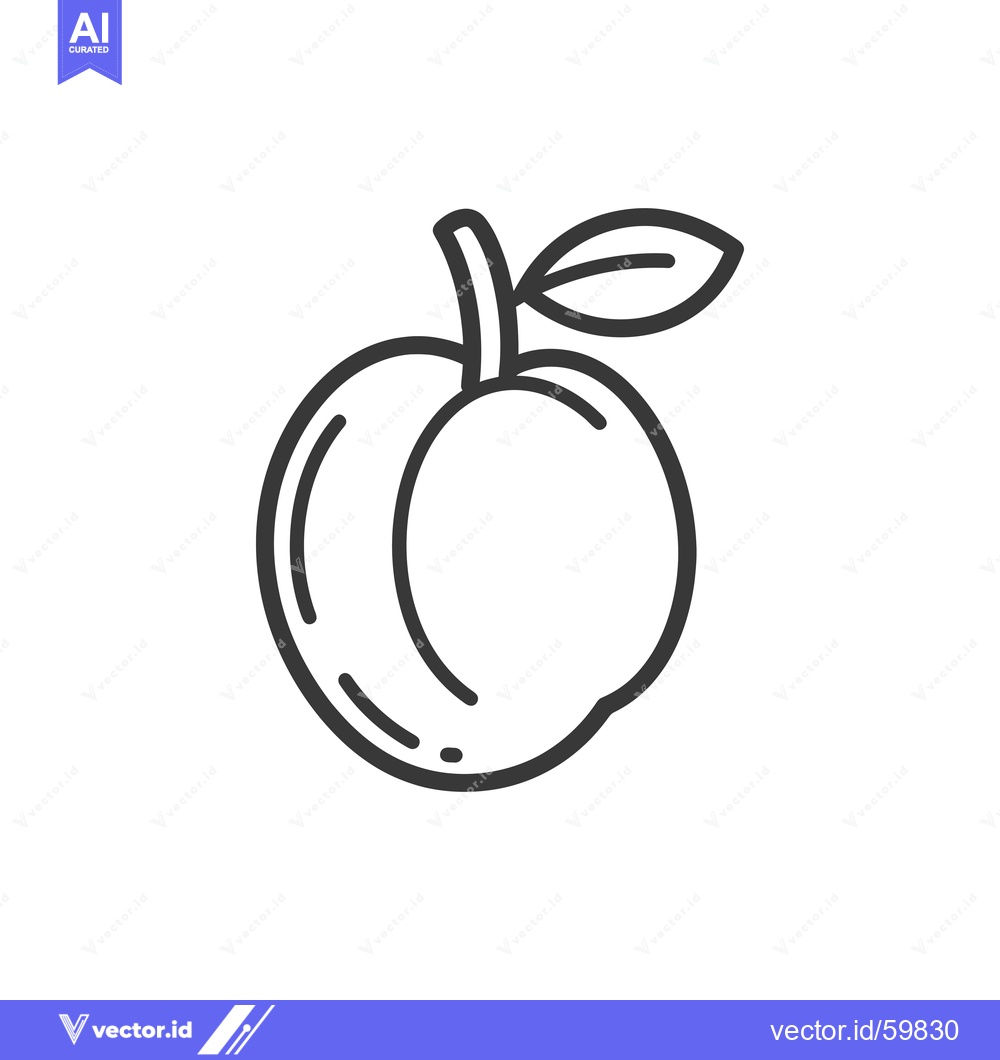 Premium Vector of Line drawing of a single apricot with a leaf