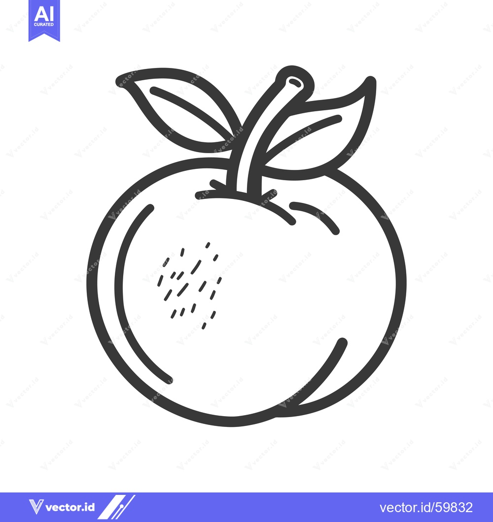 Premium Vector of Line drawing of a single apple with leaves