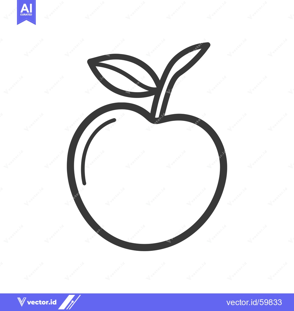 Premium Vector dari Simple Line Drawing Of A Single Apple With Leaf