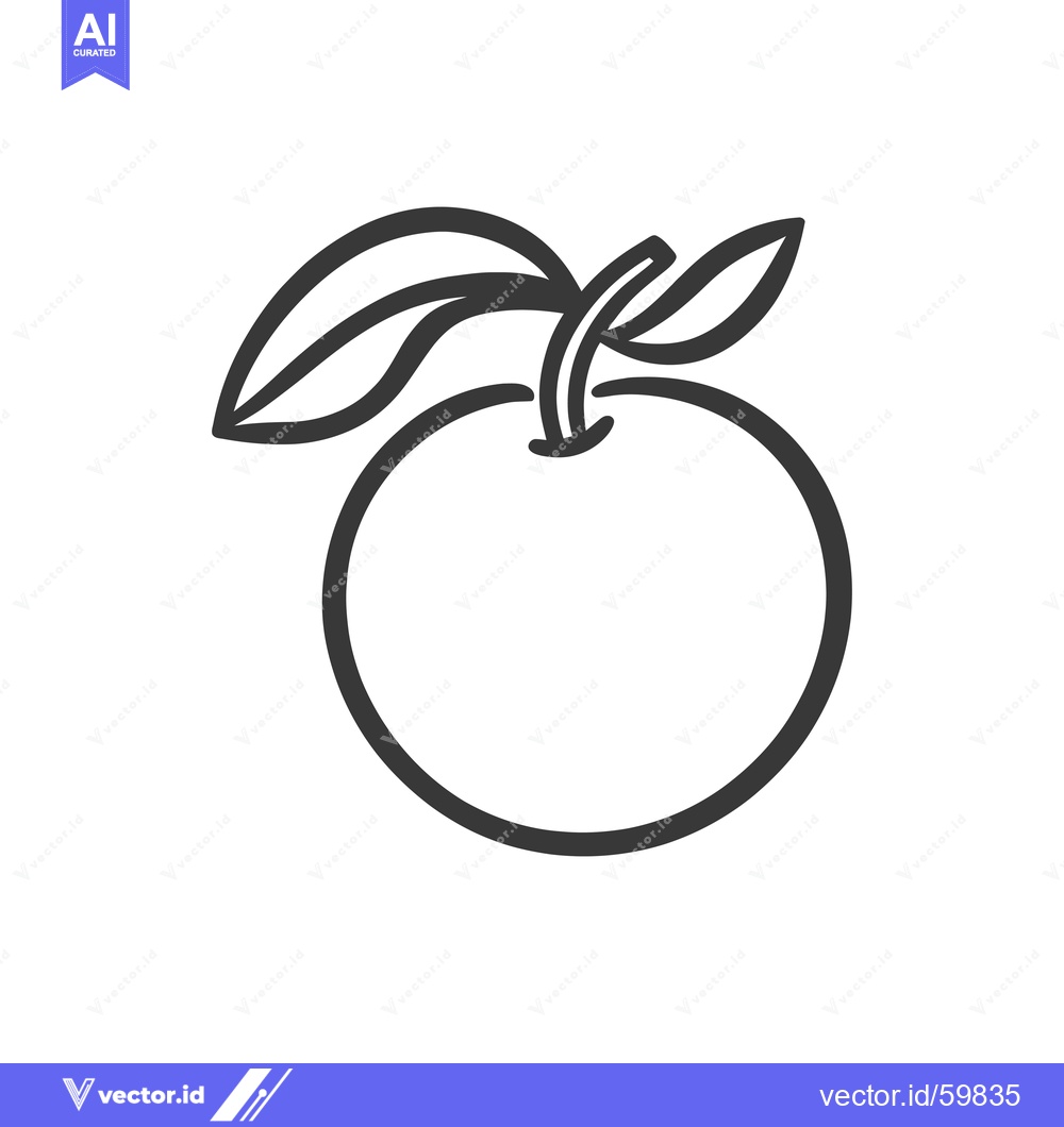 Premium Vector dari Simple Line Drawing Of An Orange With Leaves
