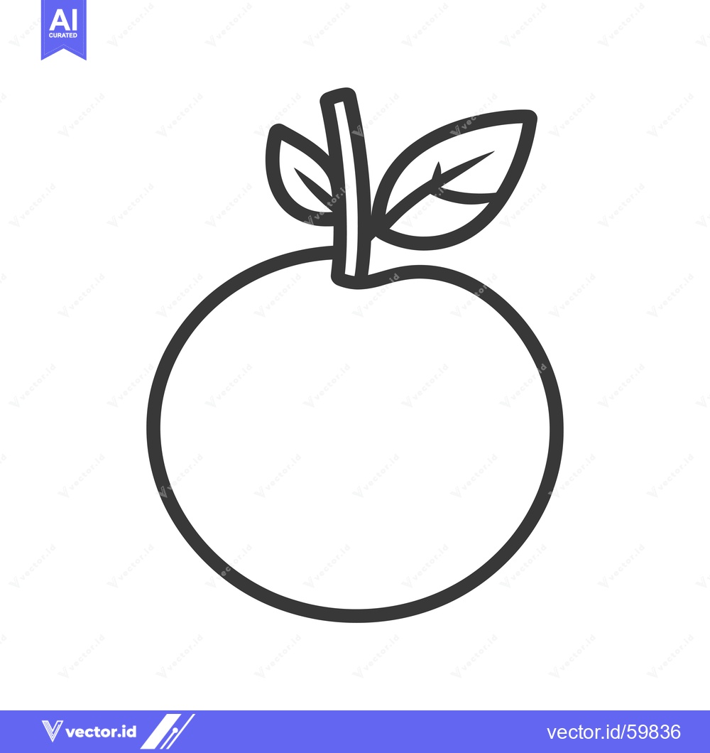 Premium Vector dari Line drawing of a simple orange with leaves