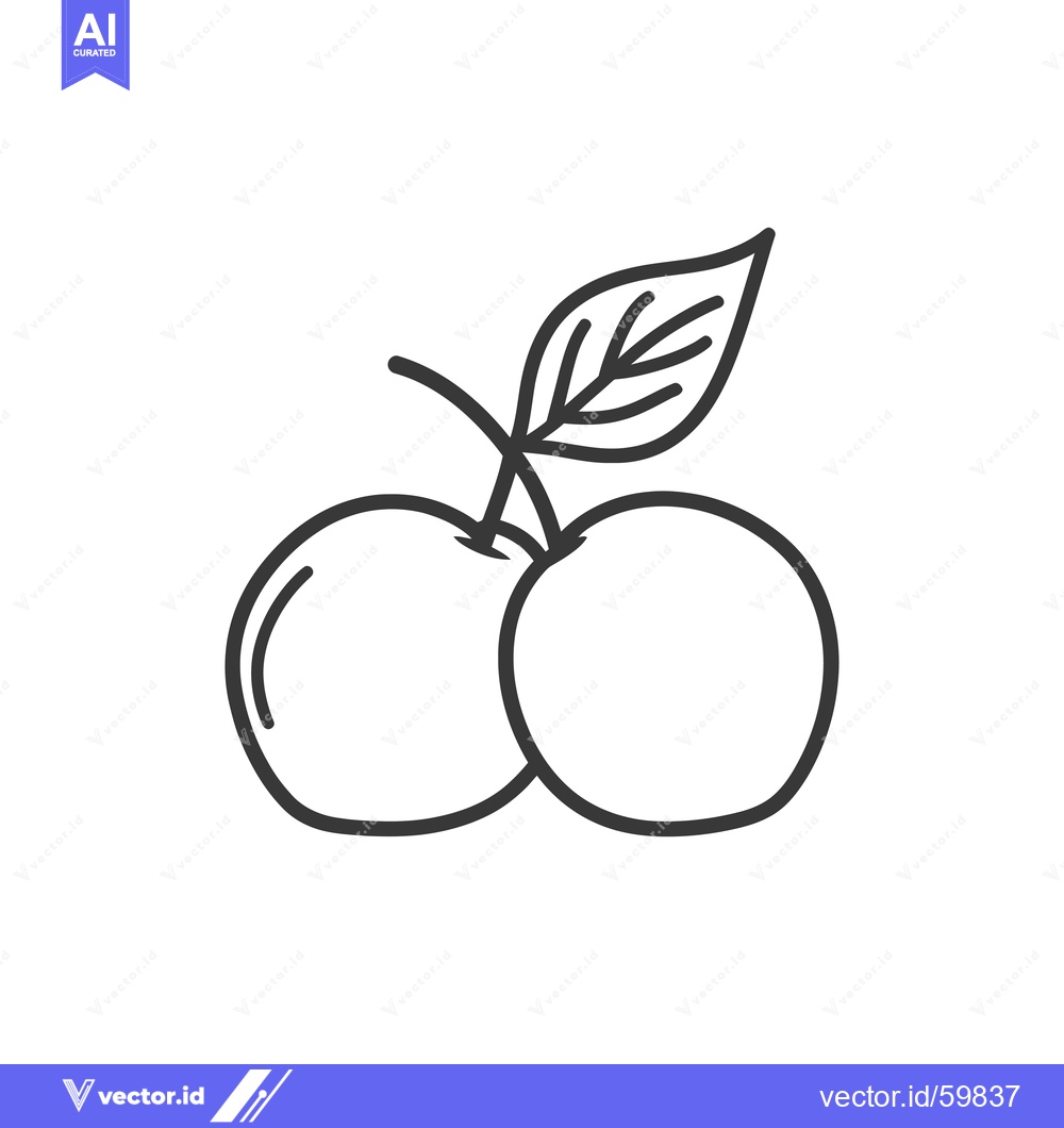 Premium Vector dari Two Cherries with a Leaf Attached
