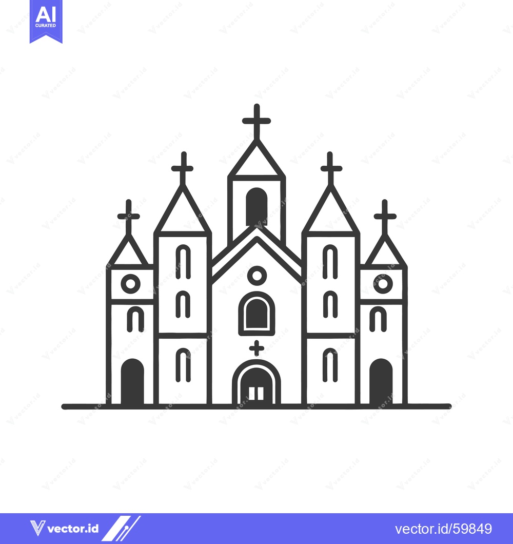 Premium Vector of Simple Line Drawing of a Church Building