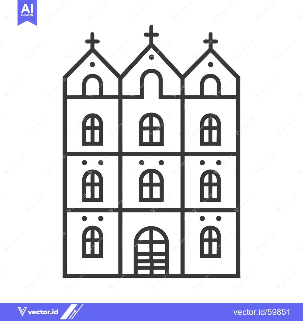Premium Vector dari Three Towered Church Building Architectural Design