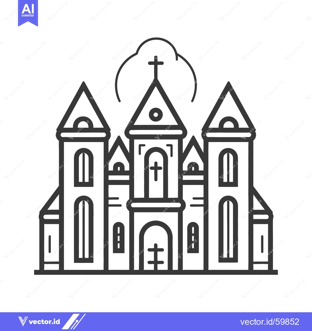 Premium Vector dari A Simple Line Drawing Of A Church Building
