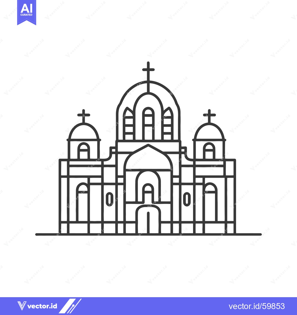 Premium Vector of Line drawing of a three domed church building