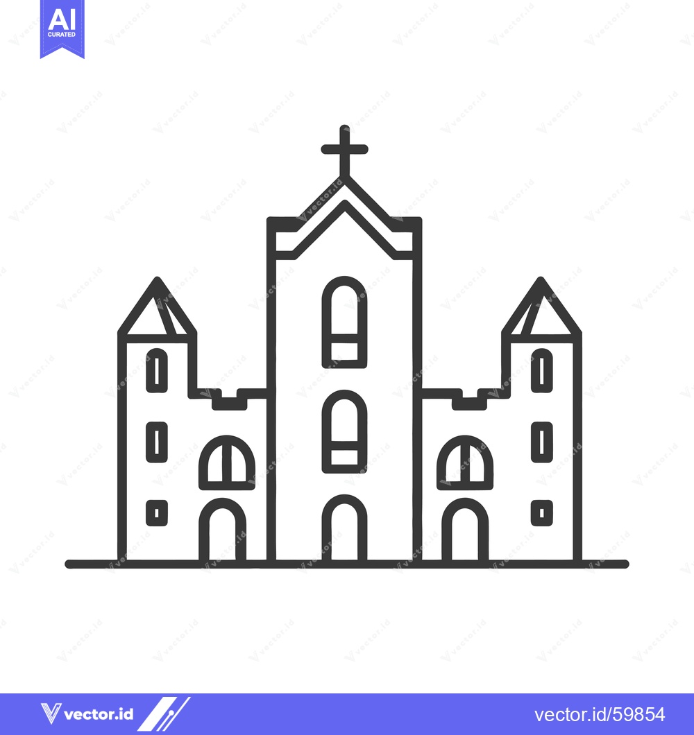 Premium Vector dari Simple Line Drawing Of A Church Building