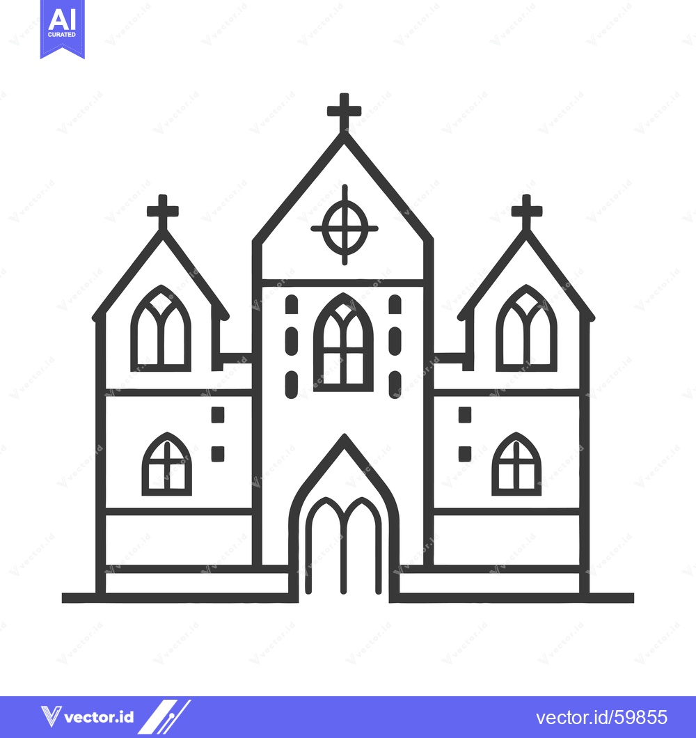 Premium Vector dari Simple Line Drawing Of A Traditional Church Building