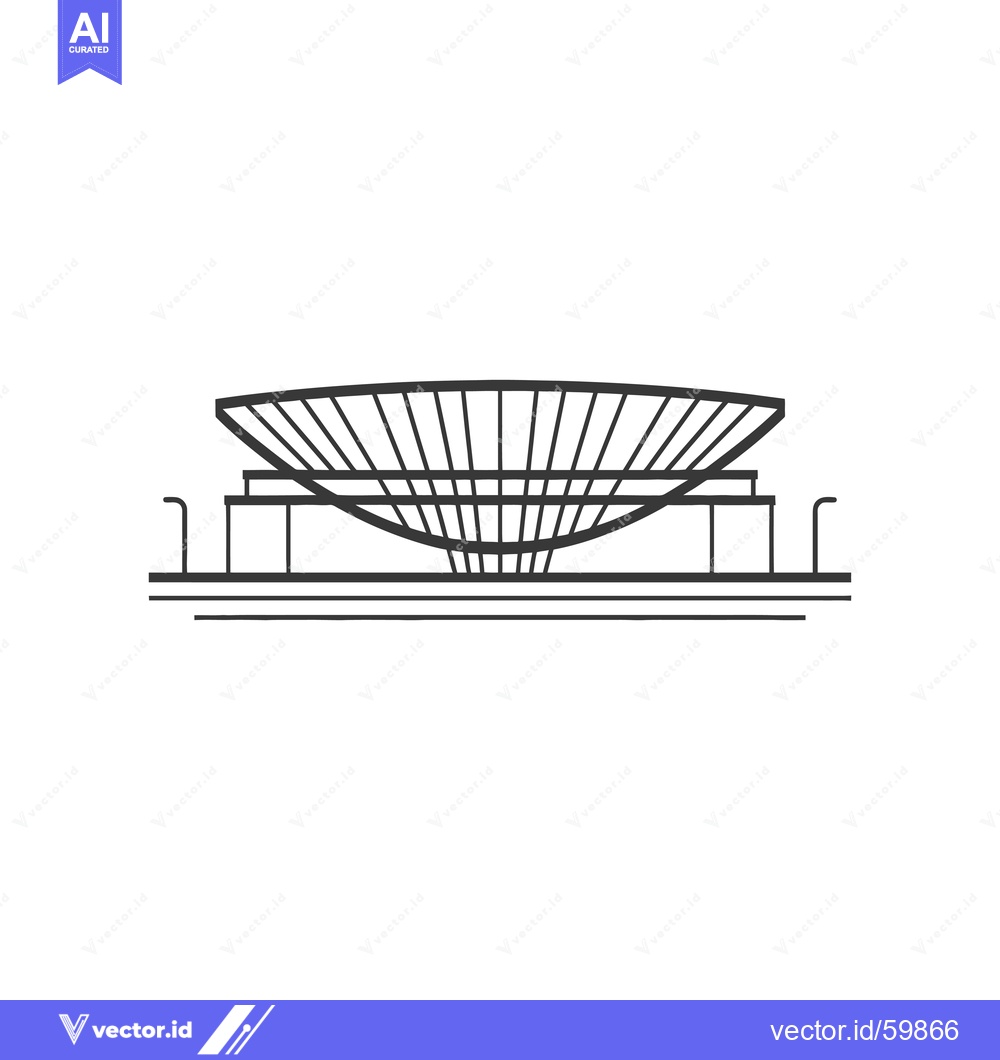 Premium Vector dari Line drawing of a modern curved roof building