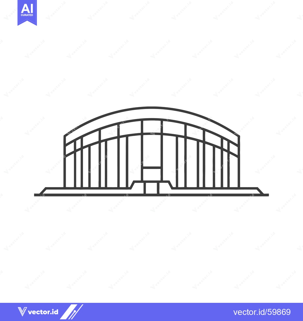 Premium Vector of Line Drawing of a Modern Arena Building