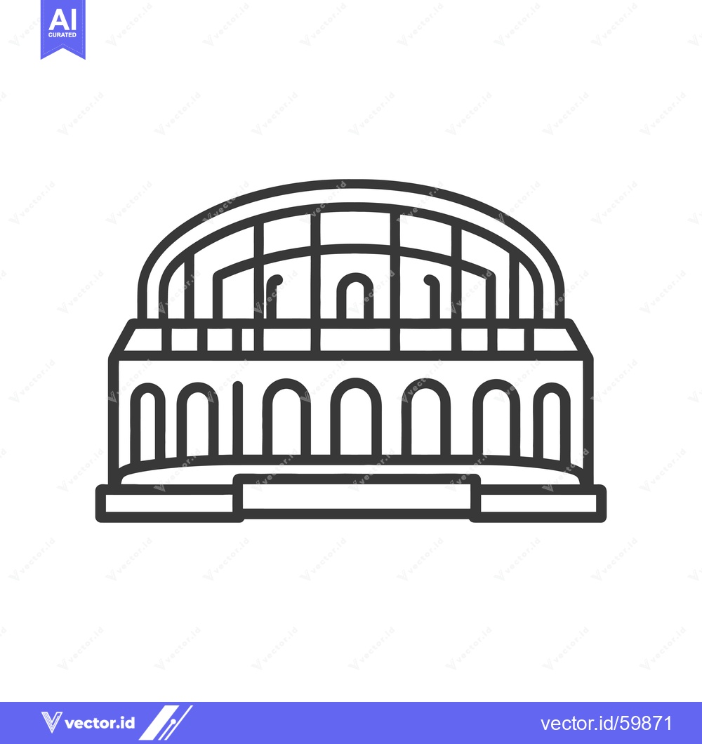 Premium Vector of Line Art Illustration of a Modern Sports Arena