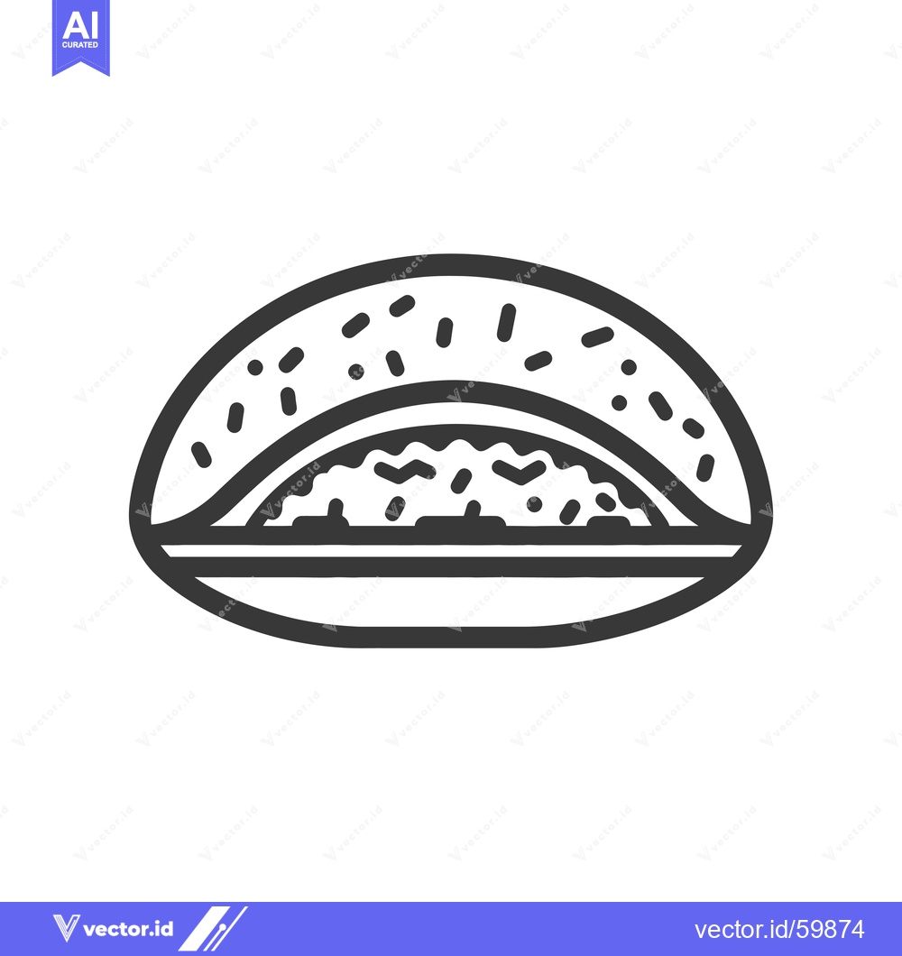 Premium Vector dari Line art drawing of a sesame seed bun