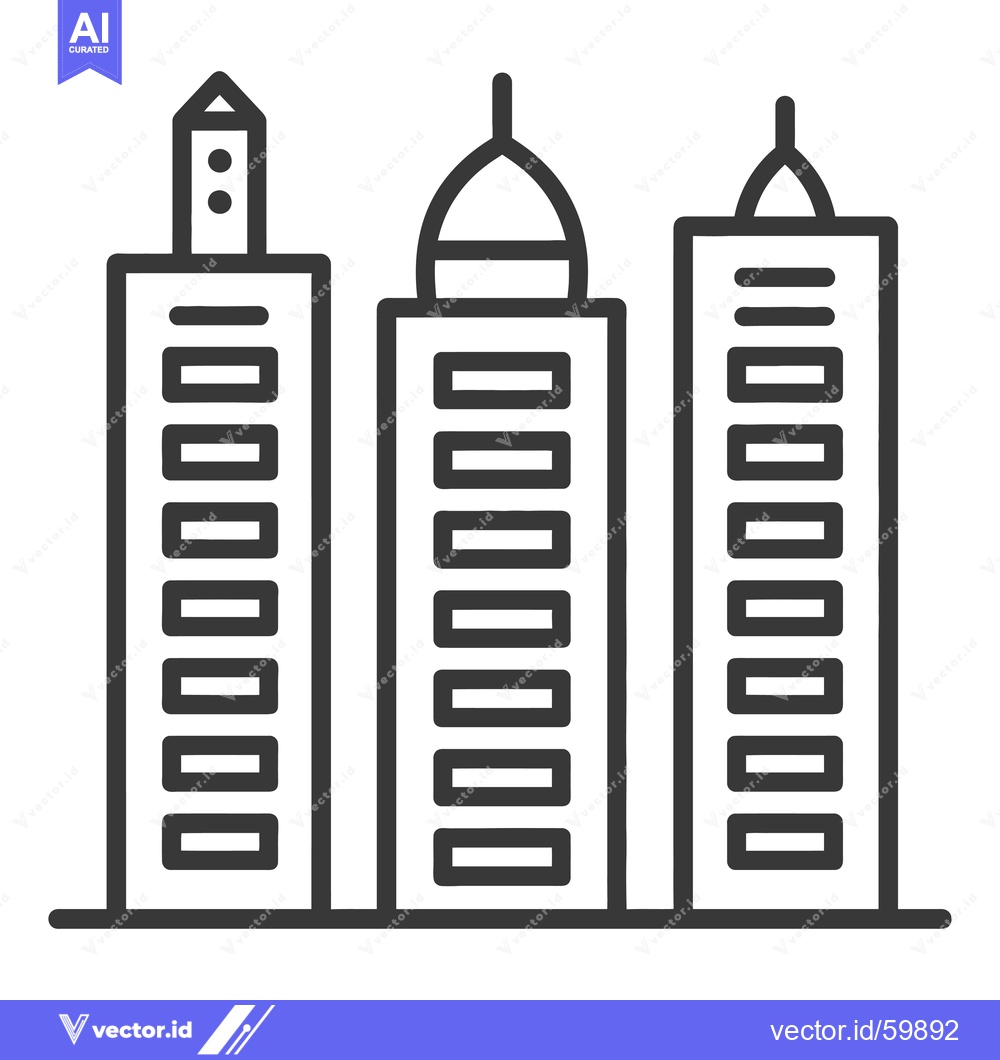 Premium Vector dari Three City Buildings Architectural Line Art Design