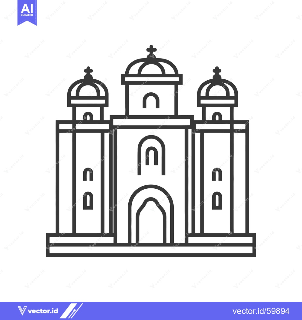 Premium Vector of Line drawing of a grand three towered church