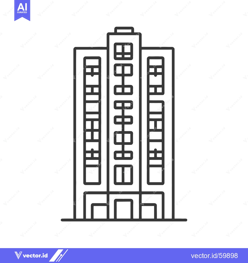 Premium Vector dari A simple line drawing of a tall apartment building