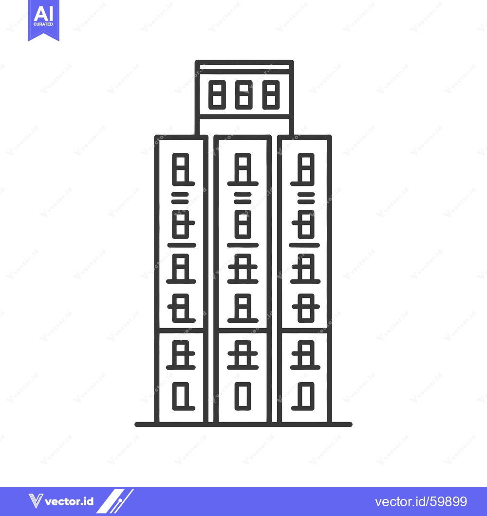 Premium Vector of A Simple Line Drawing of a Multi Story Building
