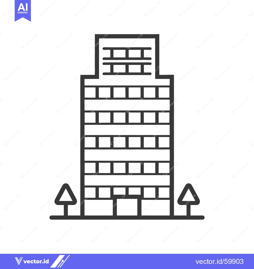 Premium Vector dari A Simple Line Drawing Of A Modern Office Building