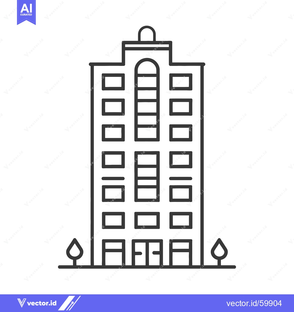 Premium Vector dari Simple Line Drawing Of A Modern Multistory Building