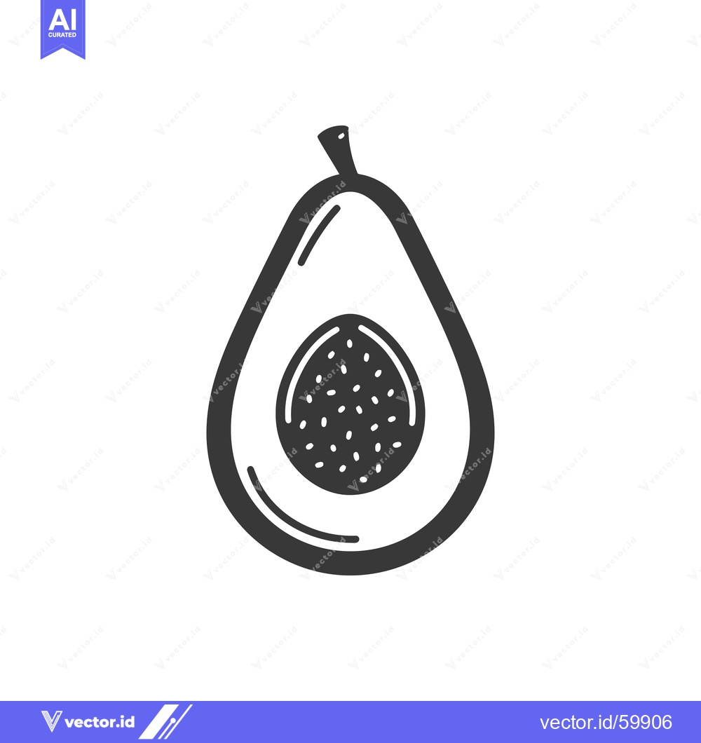 Premium Vector dari Halved Avocado Illustration Showing Seed and Texture
