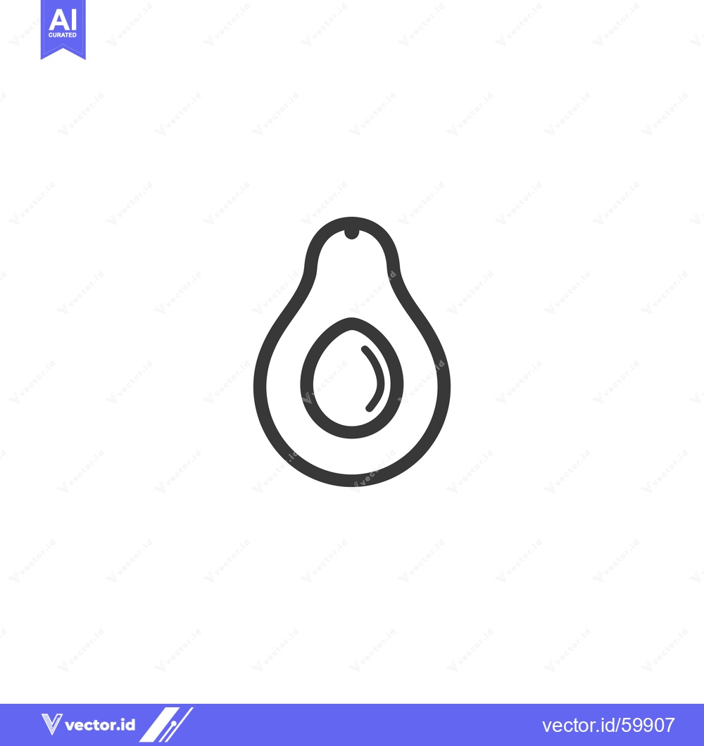 Premium Vector dari Line drawing of a halved avocado showing the pit