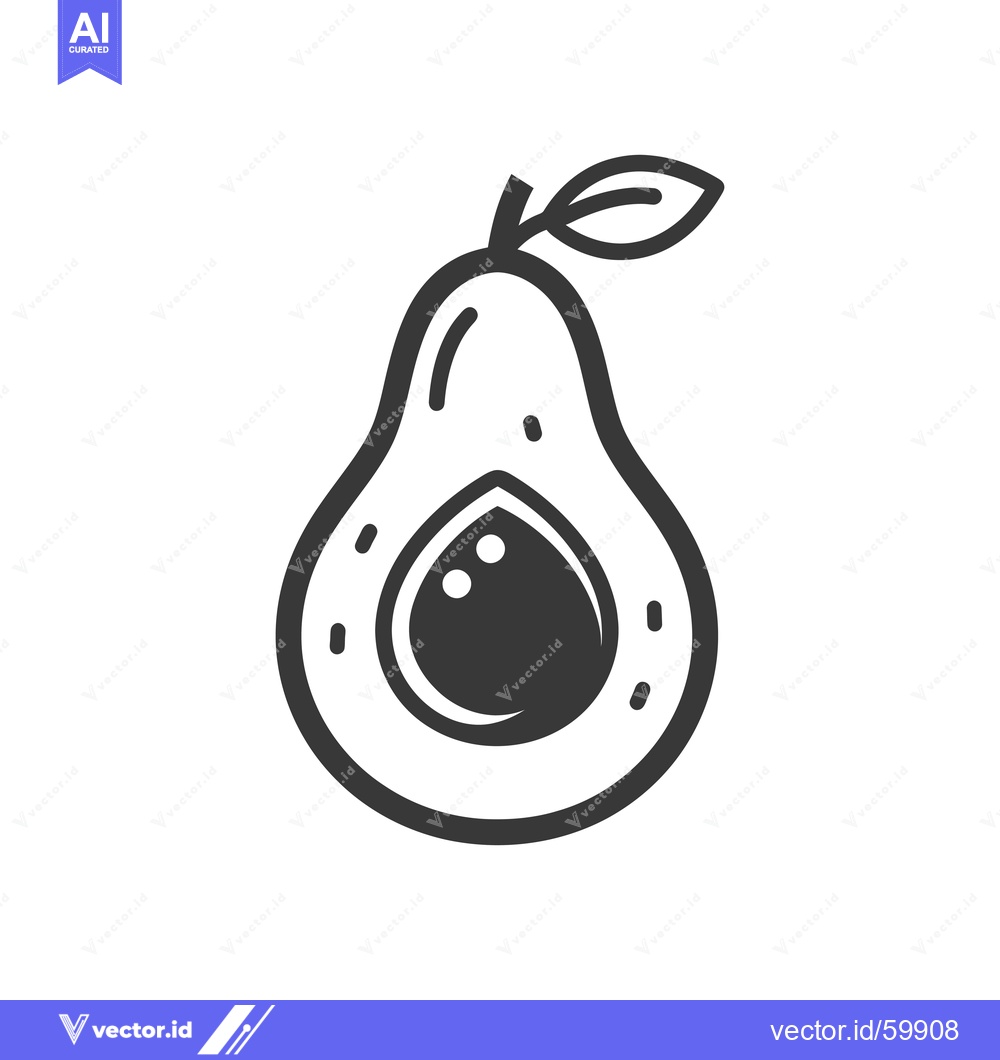 Premium Vector dari A Simple Line Drawing of a Halved Avocado