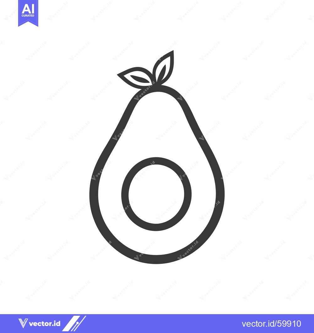 Premium Vector dari Simple Line Drawing Of A Whole Avocado