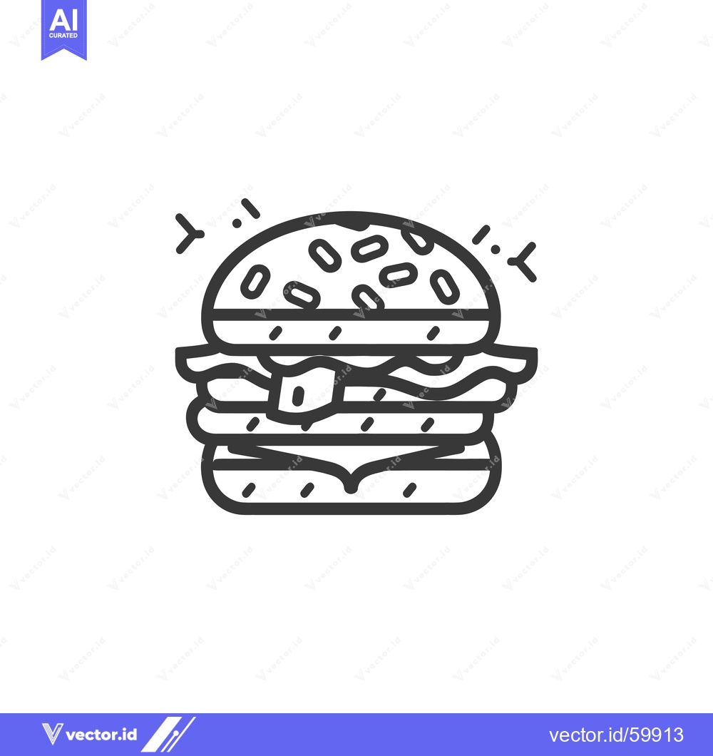 Premium Vector of Delicious Triple Decker Sesame Burger Illustration