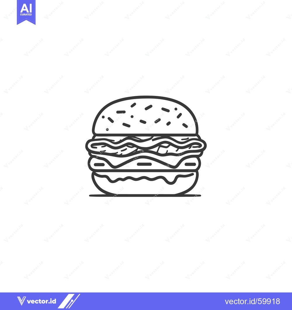 Premium Vector of Delicious Double Patty Burger Line Art Drawing