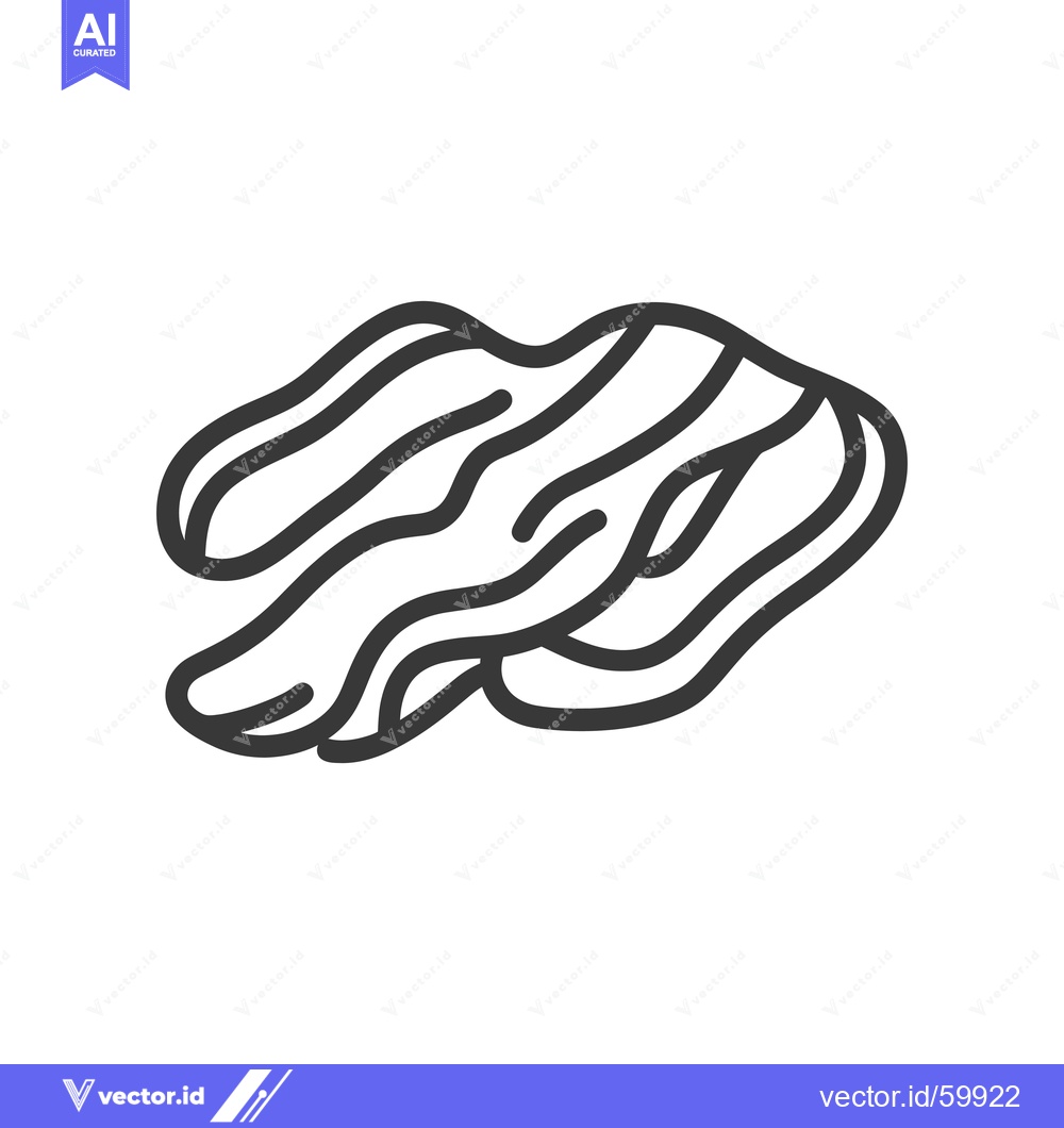 Premium Vector of Line art illustration of crispy bacon strips