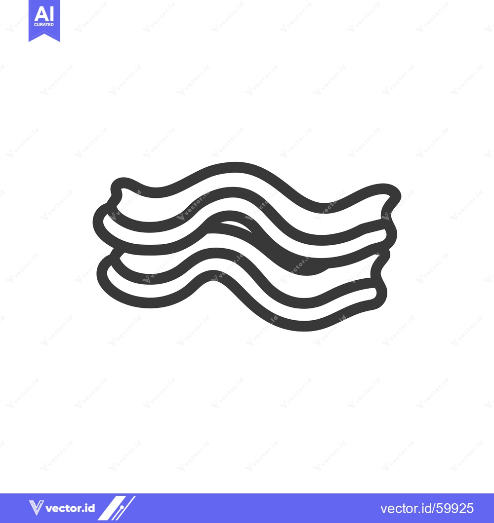 Premium Vector dari Simple Line Drawing of Three Wavy Bacon Strips