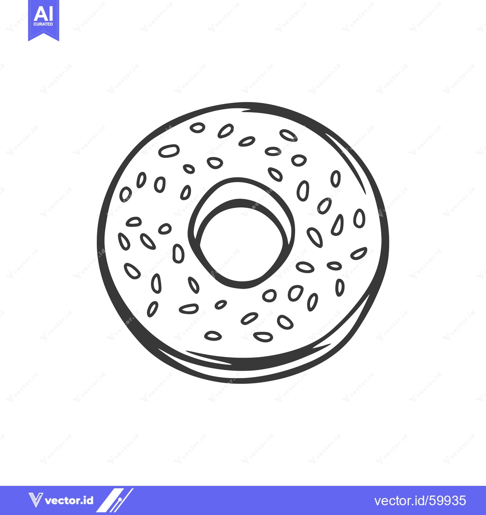 Premium Vector of A Simple Line Drawing Of A Sprinkle Donut