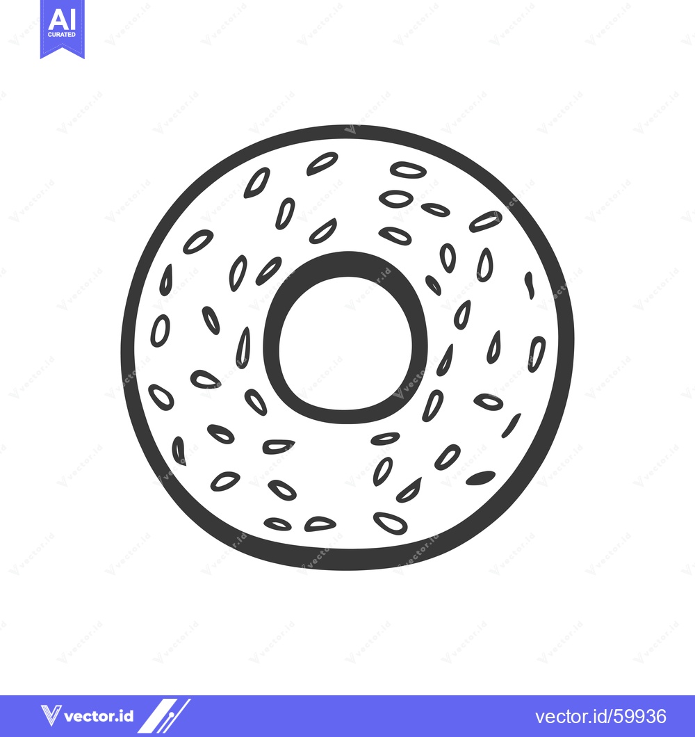 Premium Vector of A simple line drawing of a bagel with seeds